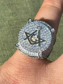 Men's Large Solid 925 Silver 3ct Iced Diamond Masonic Free Mason RING 14k Gold 17 Men's Large Solid 925 Silver 3ct Iced Diamond Masonic Free Mason RING 14k Gold -Harlem Bling Shop harlembling mens large solid 925 silver 3ct iced diamond masonic free mason ring 14k gold 26821.1664374654