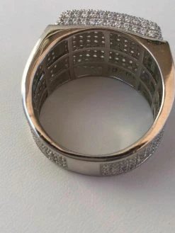 Men's Large Solid 925 Silver 4ct Simulated Diamond Pinky RING 14k Gold ICY Bling -Harlem Bling Shop harlembling mens large solid 925 silver 4ct simulated diamond pinky ring 14k gold icy bling 16486.1664361960