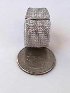 Men's Large Solid 925 Silver 4ct Simulated Diamond Pinky RING 14k Gold ICY Bling -Harlem Bling Shop harlembling mens large solid 925 silver 4ct simulated diamond pinky ring 14k gold icy bling 32543.1664356564