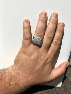 Men's Large Solid 925 Silver 4ct Simulated Diamond Pinky RING 14k Gold ICY Bling -Harlem Bling Shop harlembling mens large solid 925 silver 4ct simulated diamond pinky ring 14k gold icy bling 40460.1664361474