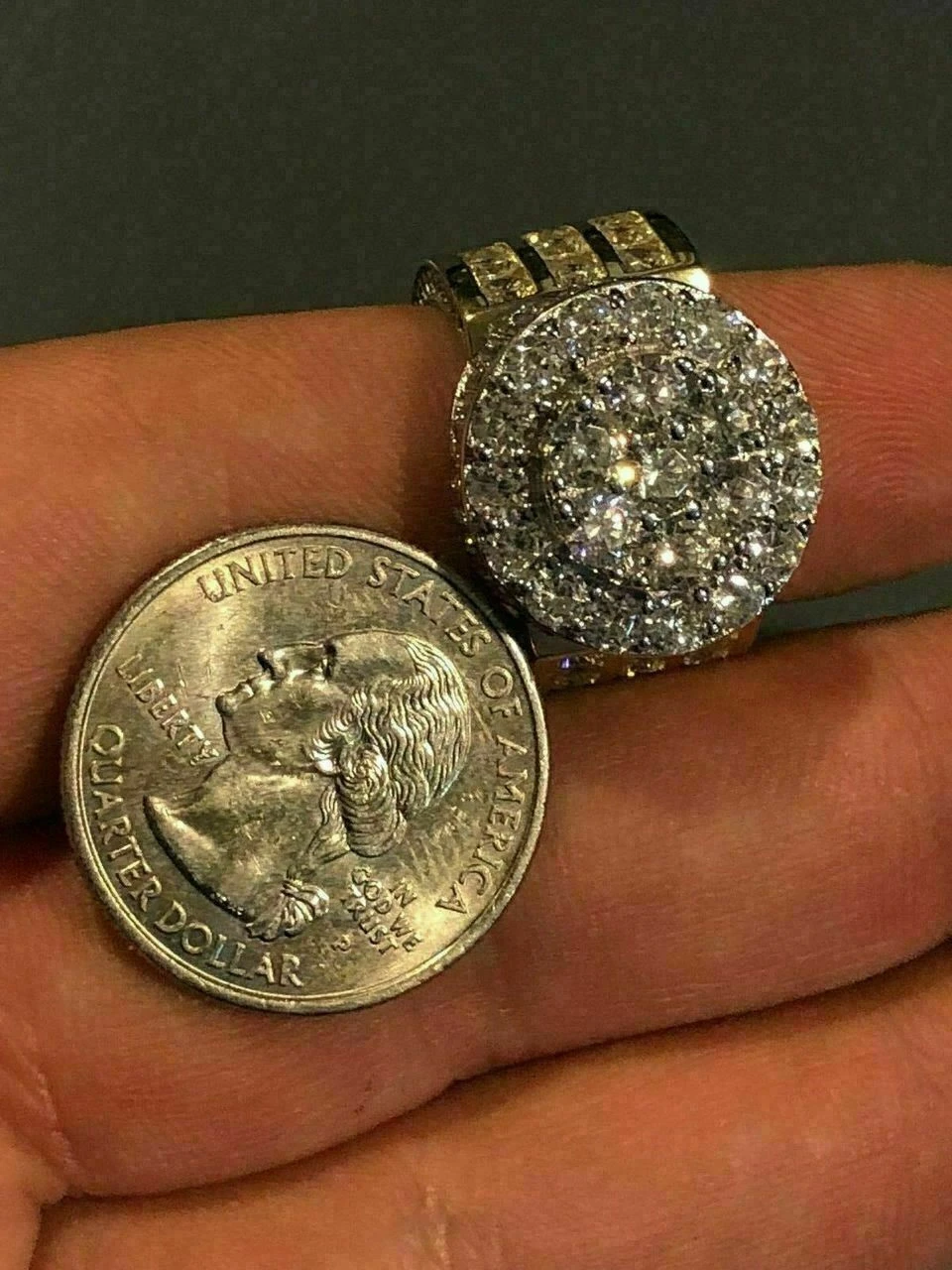 Men's Large Solid 925 Silver 5ct Diamond Pinky BIG RING 14k Gold ICY HIP-HOP 17 Men's Large Solid 925 Silver 5ct Diamond Pinky BIG RING 14k Gold ICY HIP-HOP - Image 15