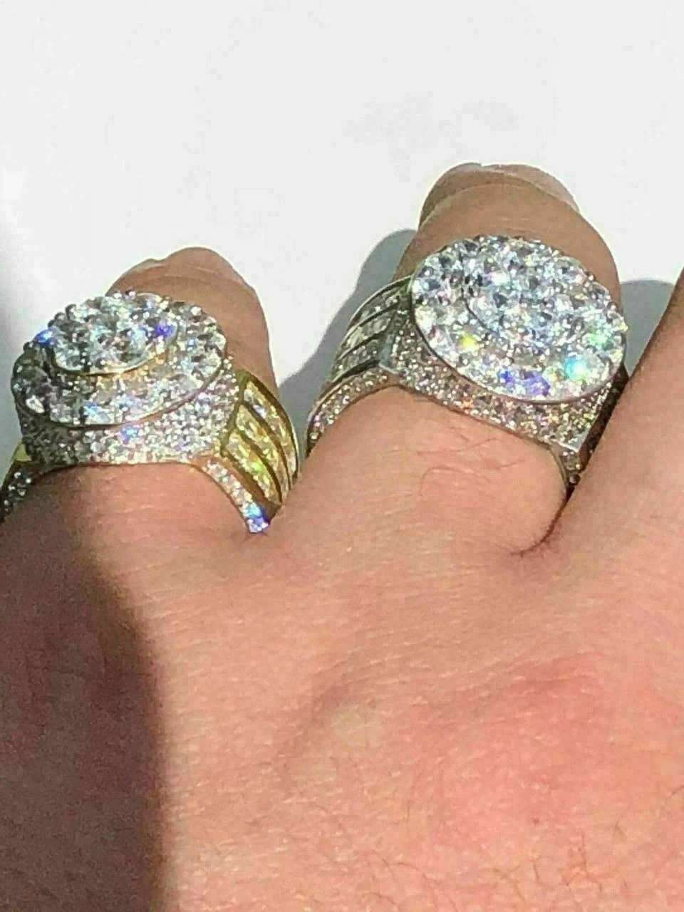 Men's Large Solid 925 Silver 5ct Diamond Pinky BIG RING 14k Gold ICY HIP-HOP 12 Men's Large Solid 925 Silver 5ct Diamond Pinky BIG RING 14k Gold ICY HIP-HOP - Image 10