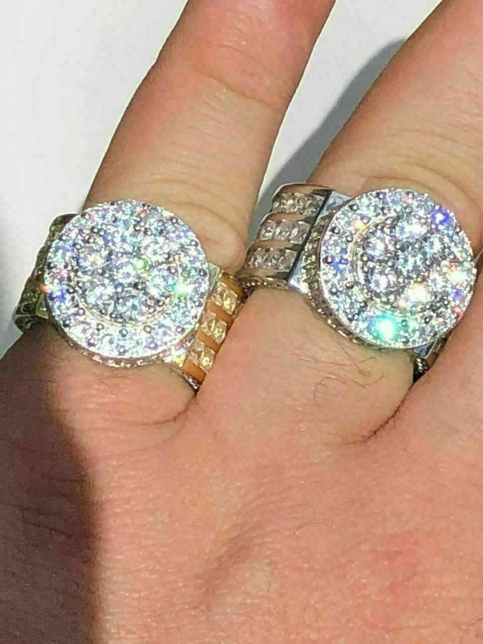 Men's Large Solid 925 Silver 5ct Diamond Pinky BIG RING 14k Gold ICY HIP-HOP 11 Men's Large Solid 925 Silver 5ct Diamond Pinky BIG RING 14k Gold ICY HIP-HOP - Image 9