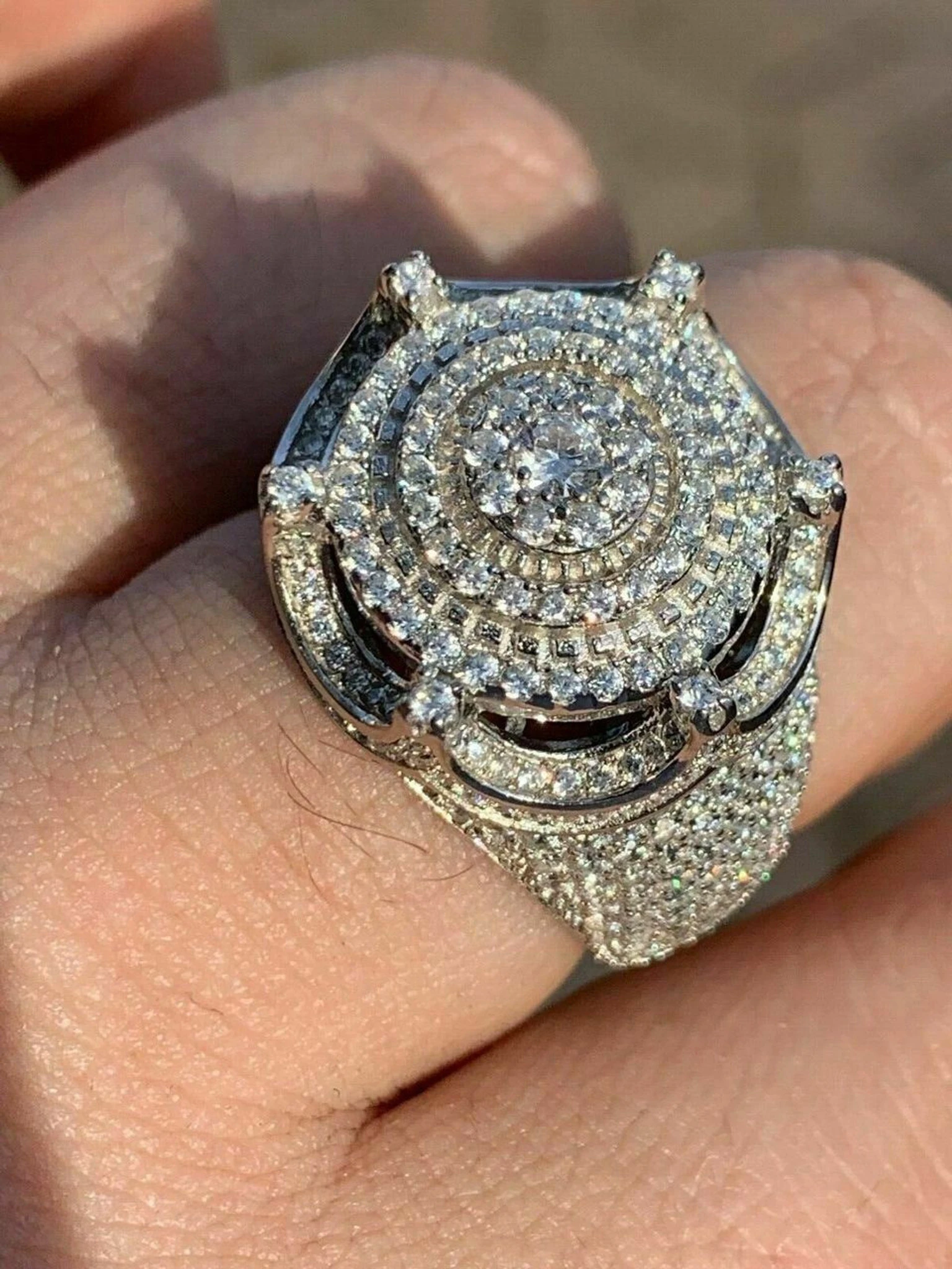 Men's Large Solid 925 Silver 5ct King Crown Diamond Pinky RING HIP-HOP Bust Down 3 Men's Large Solid 925 Silver 5ct King Crown Diamond Pinky RING HIP-HOP Bust Down