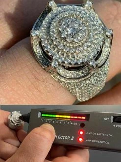 Men's Large Solid 925 Silver King Crown Moissanite Pinky RING HIP-HOP Bust Down