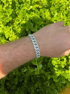 Mens Miami Cuban Link Bracelet Real Iced Moissanite - Passes Diamond Tester 12mm -Harlem Bling Shop harlembling mens miami cuban link bracelet real iced moissanite passes diamond tester 12mm 45479.1664377421