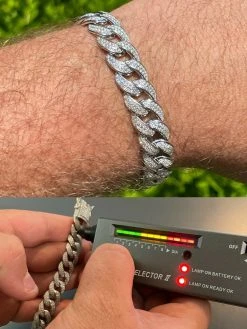 Mens Miami Cuban Link Bracelet Real Iced Moissanite - Passes Diamond Tester 12mm