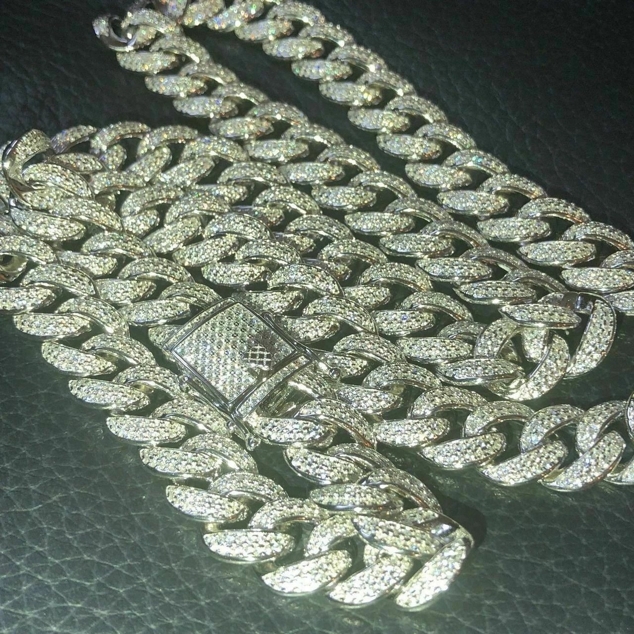 Mens Miami Cuban Link Chain Real Iced Moissanite - Passes Diamond Tester 12mm 6 Mens Miami Cuban Link Chain Real Iced Moissanite - Passes Diamond Tester 12mm - Image 4