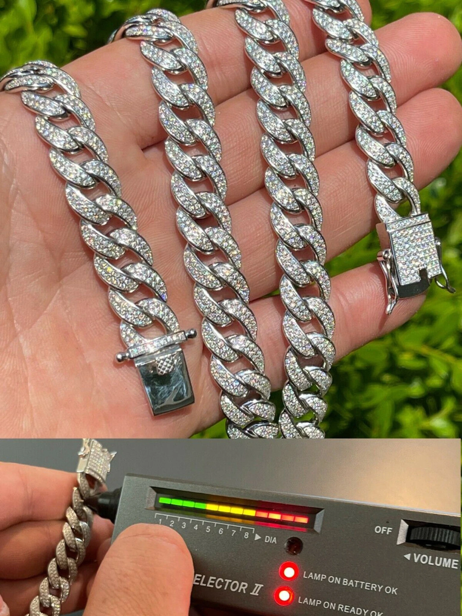 Mens Miami Cuban Link Chain Real Iced Moissanite - Passes Diamond Tester 12mm 3 Mens Miami Cuban Link Chain Real Iced Moissanite - Passes Diamond Tester 12mm