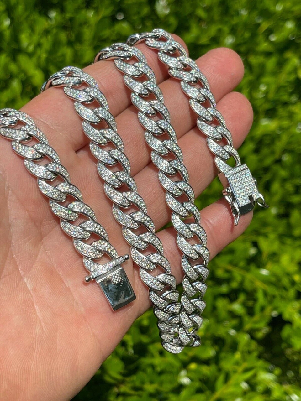 Mens Miami Cuban Link Chain Real Iced Moissanite - Passes Diamond Tester 12mm 4 Mens Miami Cuban Link Chain Real Iced Moissanite - Passes Diamond Tester 12mm - Image 2