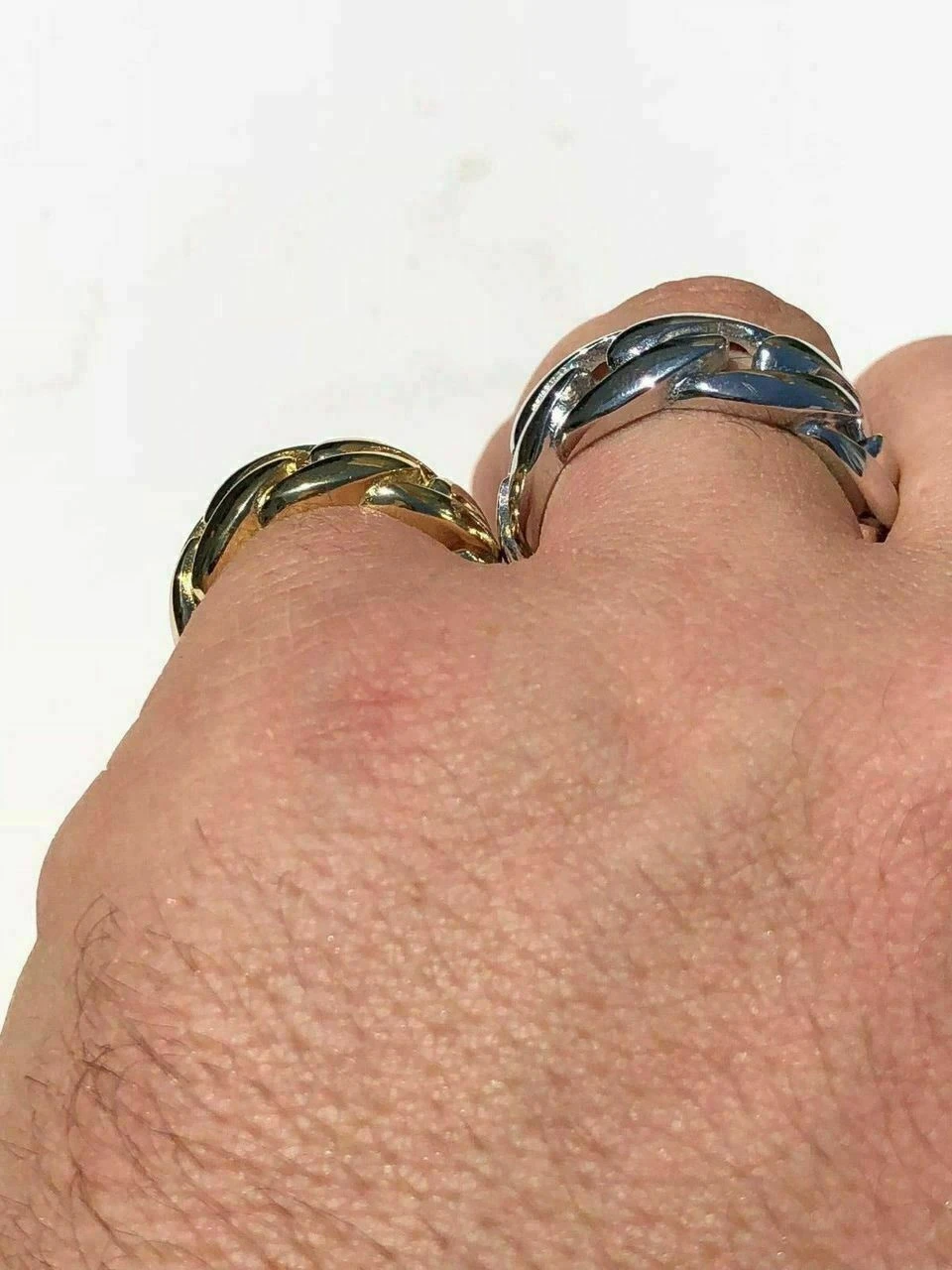 Men's Miami Cuban Link RING 14k Gold Rhodium Over 925 Silver Pinky Wedding Band 10 Men's Miami Cuban Link RING 14k Gold Rhodium Over 925 Silver Pinky Wedding Band - Image 8