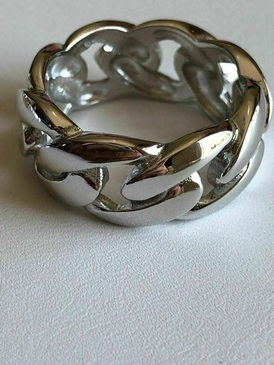 Men's Miami Cuban Link RING 14k Gold Rhodium Over 925 Silver Pinky Wedding Band 4 Men's Miami Cuban Link RING 14k Gold Rhodium Over 925 Silver Pinky Wedding Band - Image 2