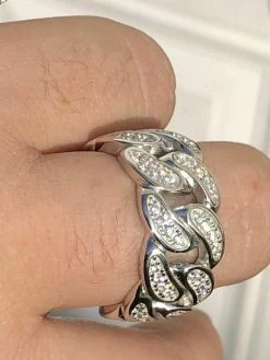 Mens Miami Cuban RING Real Solid 925 Silver/14k Gold Plated Band Pinky HipHop CZ -Harlem Bling Shop harlembling mens miami cuban ring real solid 925 silver14k gold plated band pinky hiphop cz 32868.1668697626