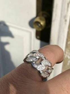 Mens Miami Cuban RING Real Solid 925 Silver/14k Gold Plated Band Pinky HipHop CZ -Harlem Bling Shop harlembling mens miami cuban ring real solid 925 silver14k gold plated band pinky hiphop cz 39519.1668697609