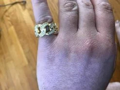 Mens Miami Cuban RING Real Solid 925 Silver/14k Gold Plated Band Pinky HipHop CZ -Harlem Bling Shop harlembling mens miami cuban ring real solid 925 silver14k gold plated band pinky hiphop cz 83063.1668697606