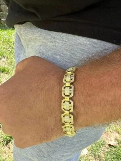 Men’s Moissanite Custom Link 14k Gold Plated Real 925 Sterling Silver Bracelet 41 Men’s Moissanite Custom Link 14k Gold Plated Real 925 Sterling Silver Bracelet -Harlem Bling Shop harlembling mens moissanite custom link 14k gold plated real 925 sterling silver bracelet 00246.1683579001