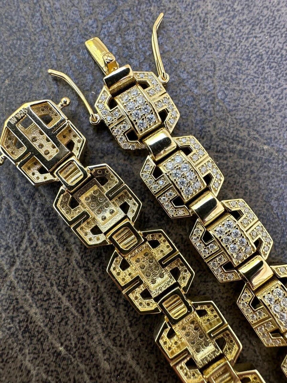 Men’s Moissanite Custom Link 14k Gold Plated Real 925 Sterling Silver Bracelet 13 Men’s Moissanite Custom Link 14k Gold Plated Real 925 Sterling Silver Bracelet - Image 11