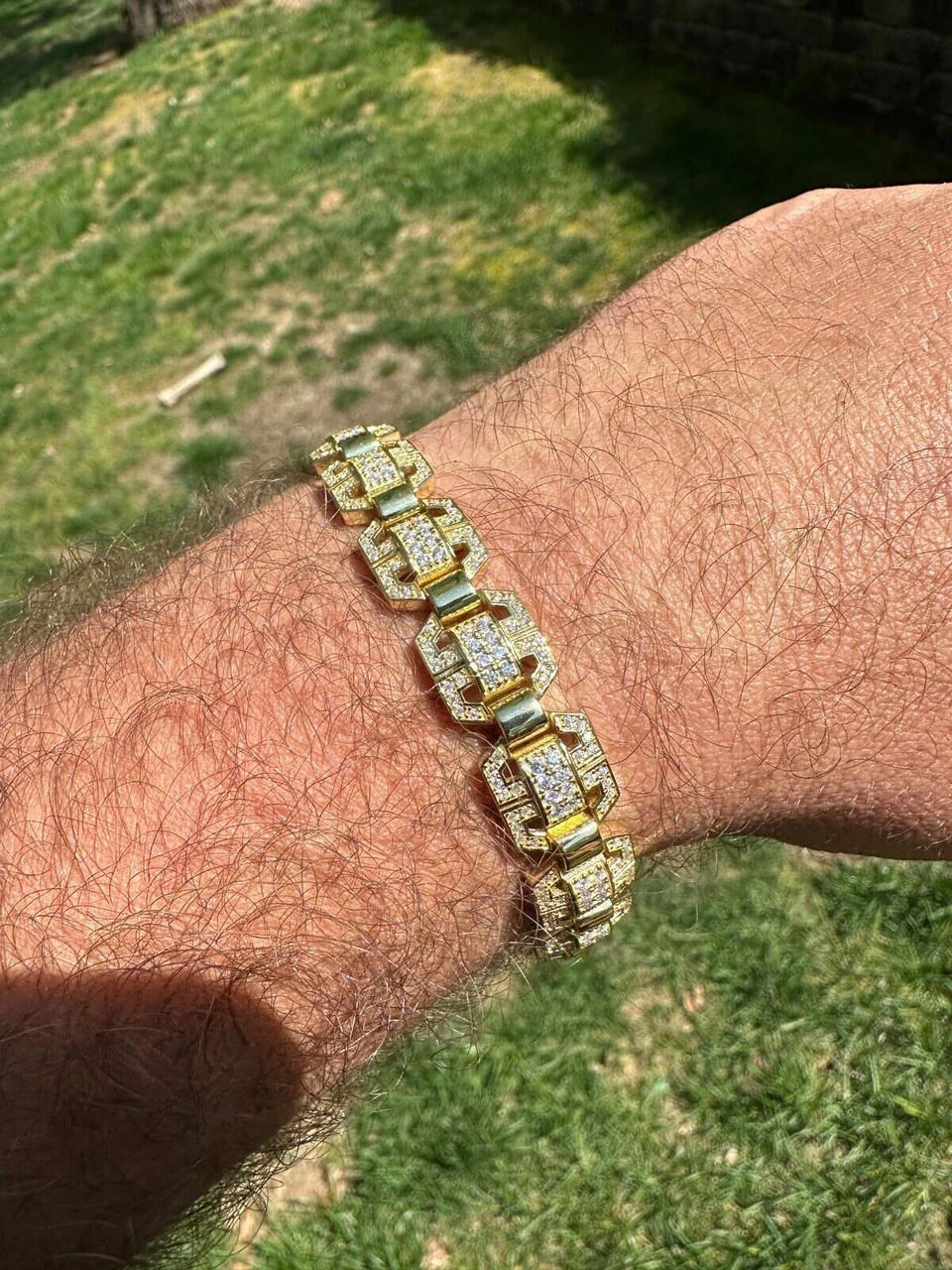 Men’s Moissanite Custom Link 14k Gold Plated Real 925 Sterling Silver Bracelet 17 Men’s Moissanite Custom Link 14k Gold Plated Real 925 Sterling Silver Bracelet - Image 15