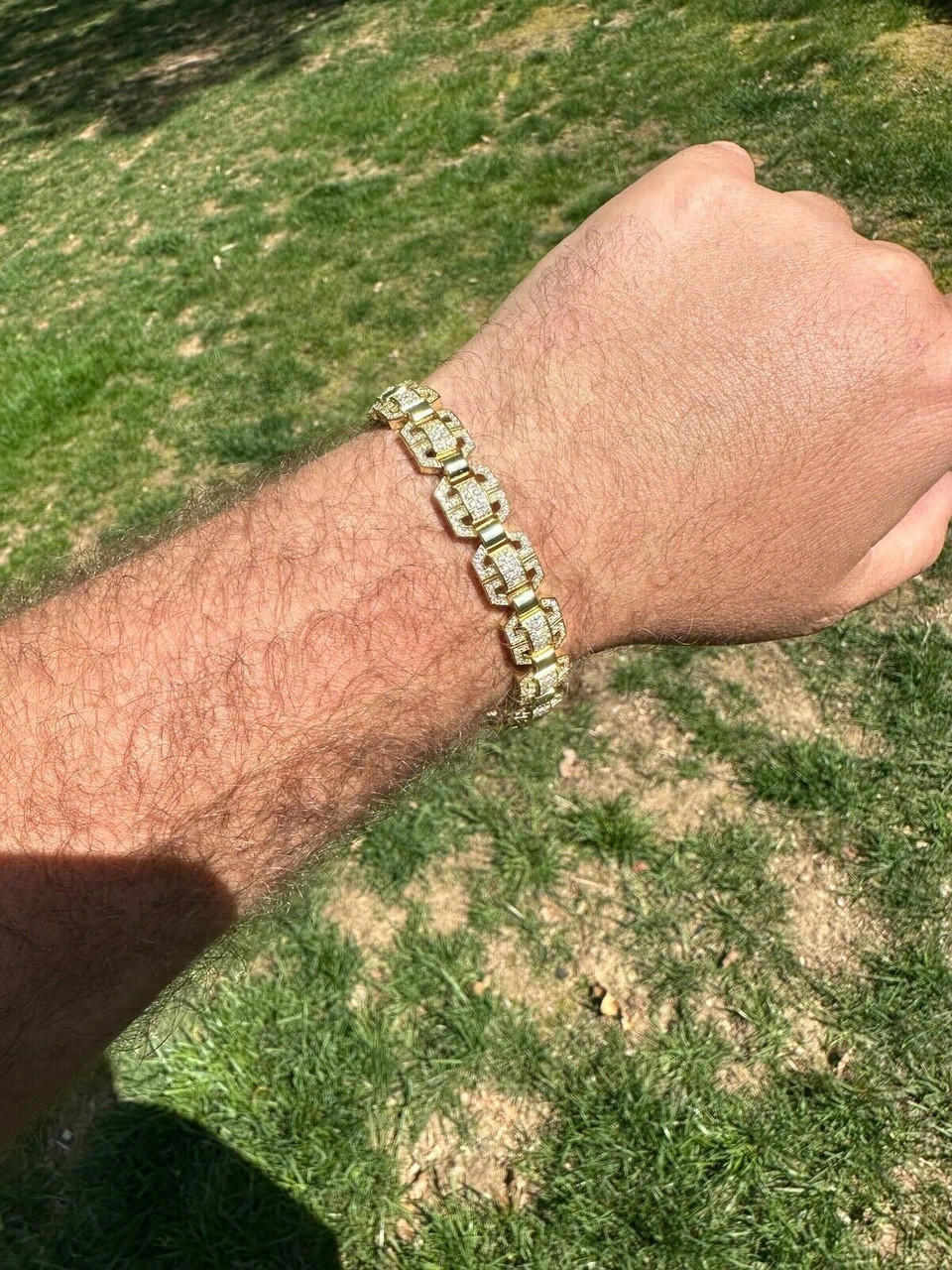 Men’s Moissanite Custom Link 14k Gold Plated Real 925 Sterling Silver Bracelet 18 Men’s Moissanite Custom Link 14k Gold Plated Real 925 Sterling Silver Bracelet - Image 16