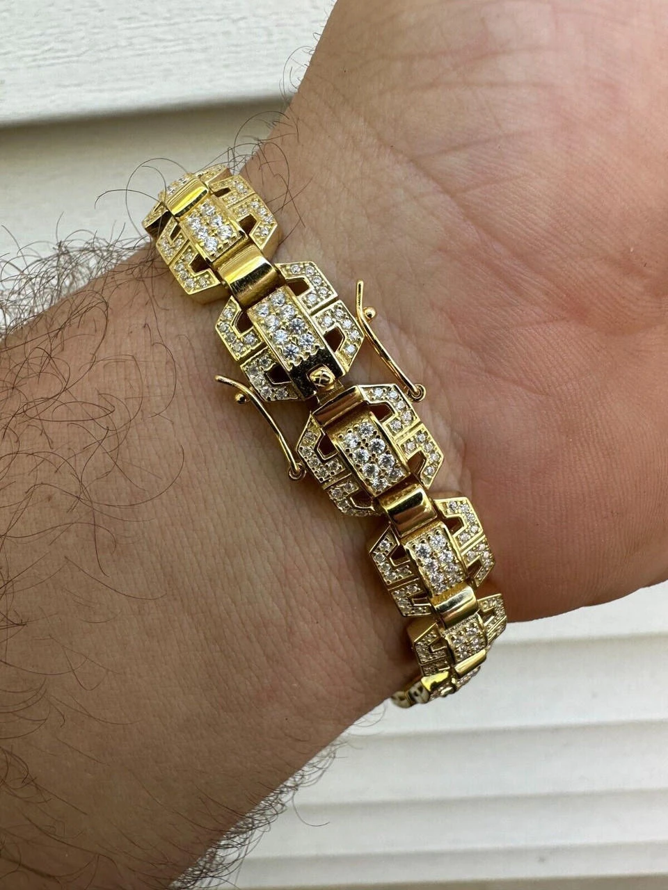 Men’s Moissanite Custom Link 14k Gold Plated Real 925 Sterling Silver Bracelet 15 Men’s Moissanite Custom Link 14k Gold Plated Real 925 Sterling Silver Bracelet - Image 13