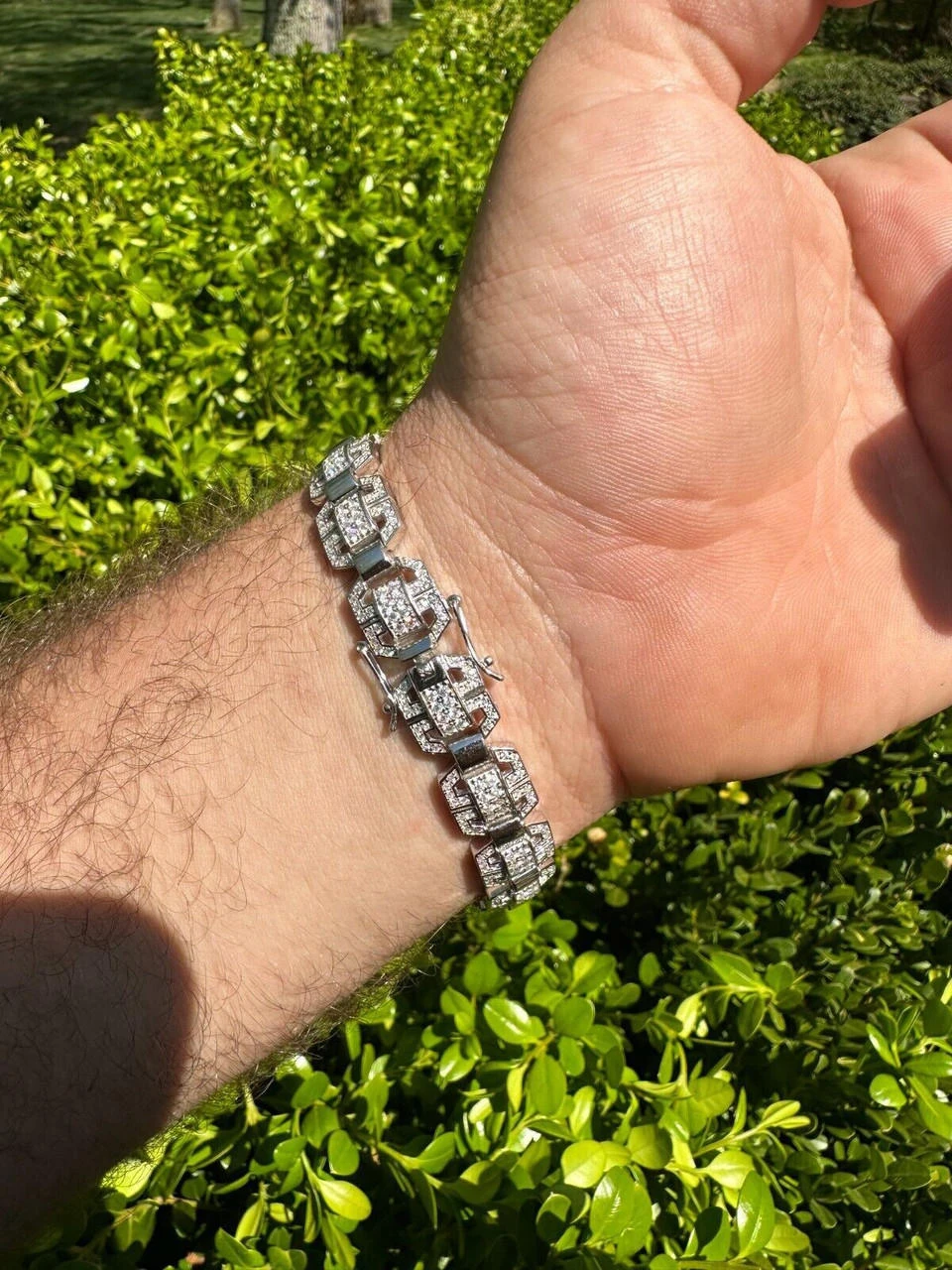 Men’s Moissanite Custom Link Real 925 Sterling Silver Bracelet Passes Tester 18 Men’s Moissanite Custom Link Real 925 Sterling Silver Bracelet Passes Tester - Image 16