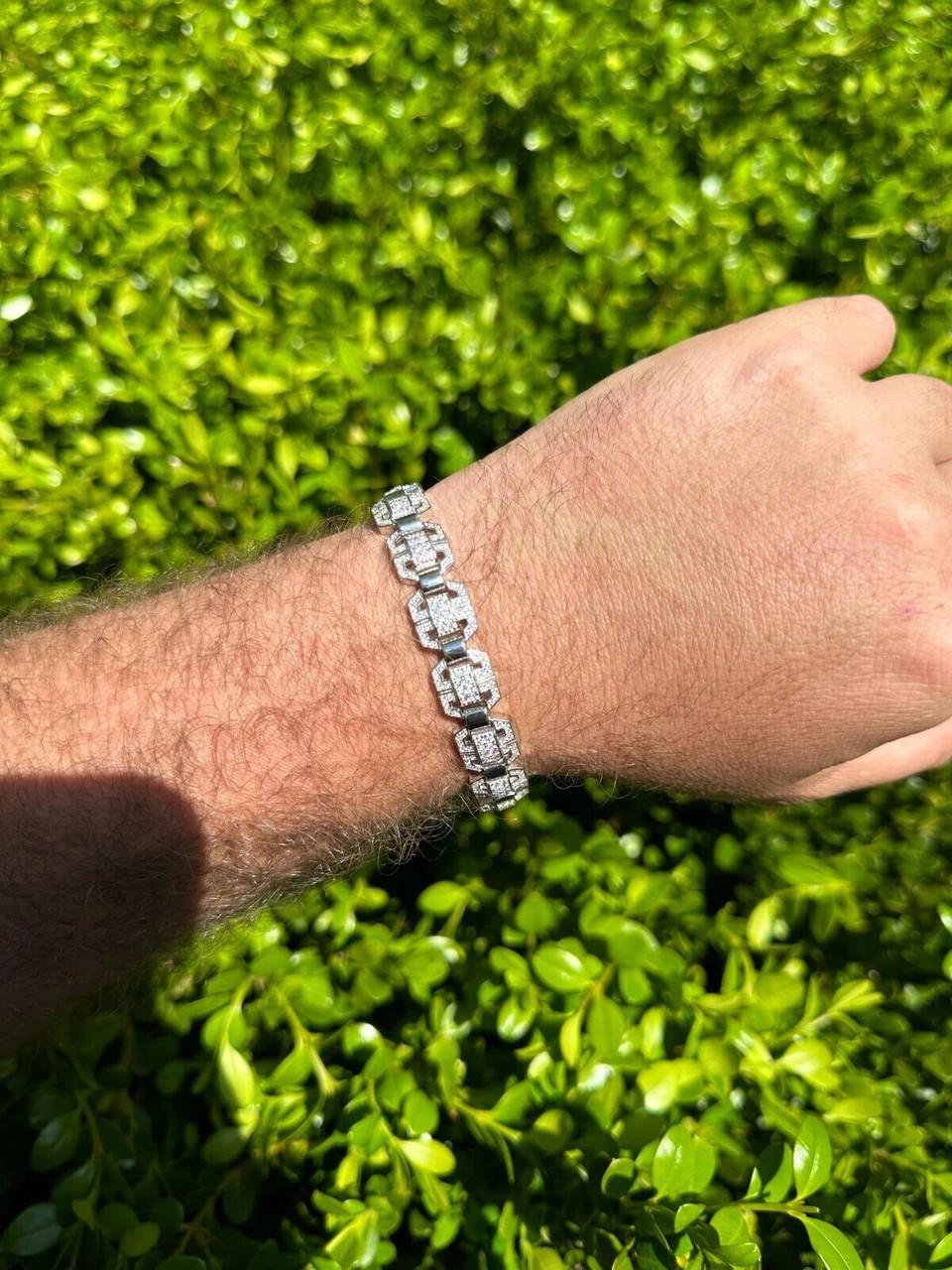 Men’s Moissanite Custom Link Real 925 Sterling Silver Bracelet Passes Tester 4 Men’s Moissanite Custom Link Real 925 Sterling Silver Bracelet Passes Tester - Image 2