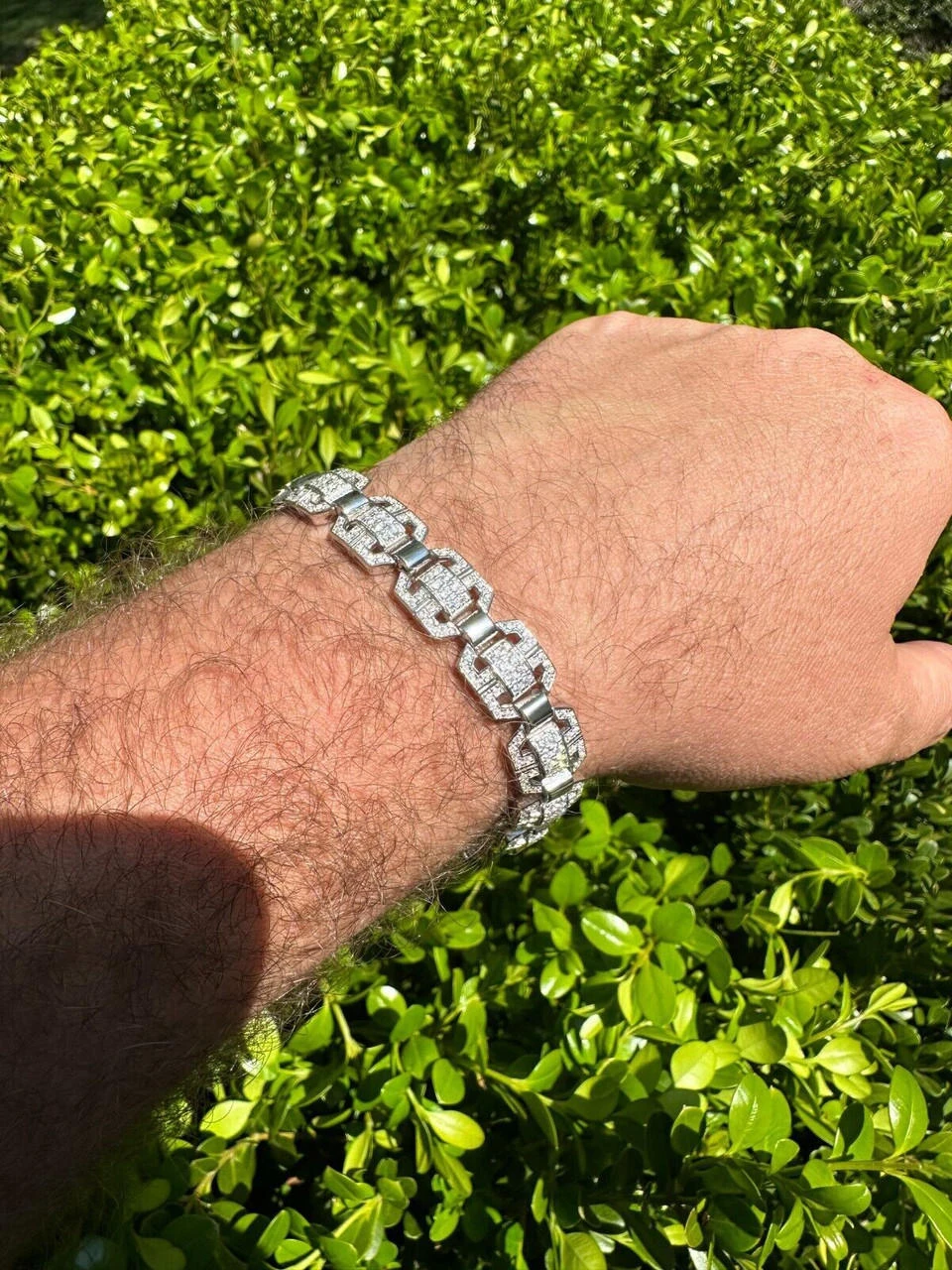 Men’s Moissanite Custom Link Real 925 Sterling Silver Bracelet Passes Tester 19 Men’s Moissanite Custom Link Real 925 Sterling Silver Bracelet Passes Tester - Image 17