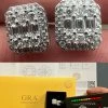 Men’s Moissanite Iced Silver Baguette Hip Hop Earrings Studs Pass Diamond Tester