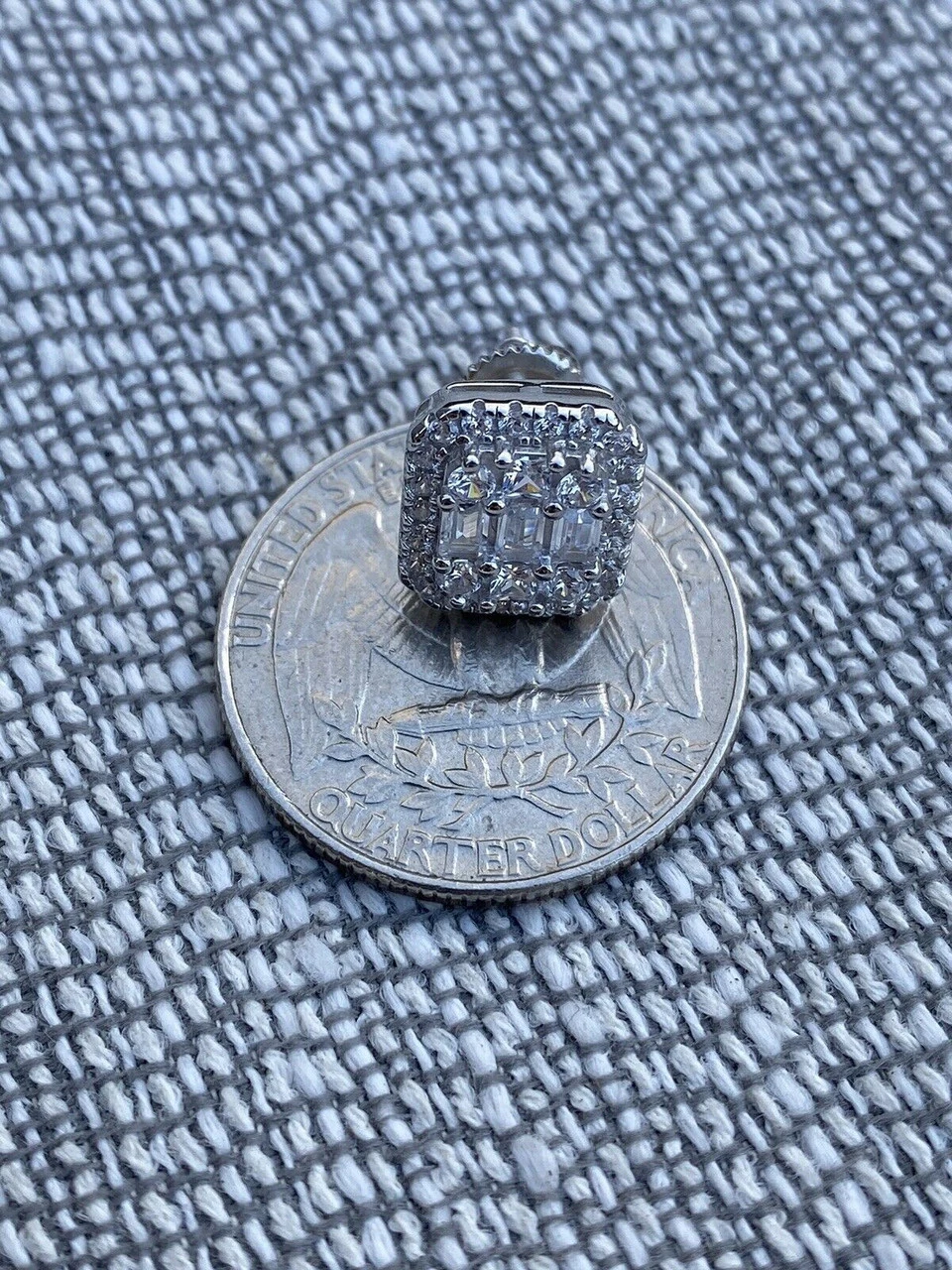 Men’s Moissanite Iced Silver Baguette Hip Hop Earrings Studs Pass Diamond Tester 9 Men’s Moissanite Iced Silver Baguette Hip Hop Earrings Studs Pass Diamond Tester - Image 7