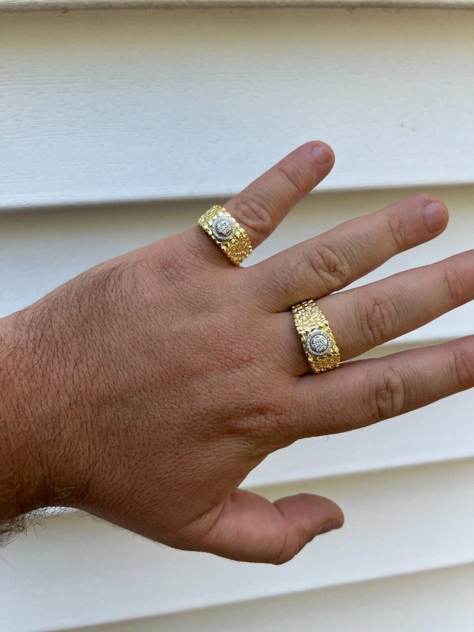 Mens MOISSANITE Nugget Ring Real 14k Gold Plated 925 Silver Iced Pinky Hip Hop 10 Mens MOISSANITE Nugget Ring Real 14k Gold Plated 925 Silver Iced Pinky Hip Hop - Image 8