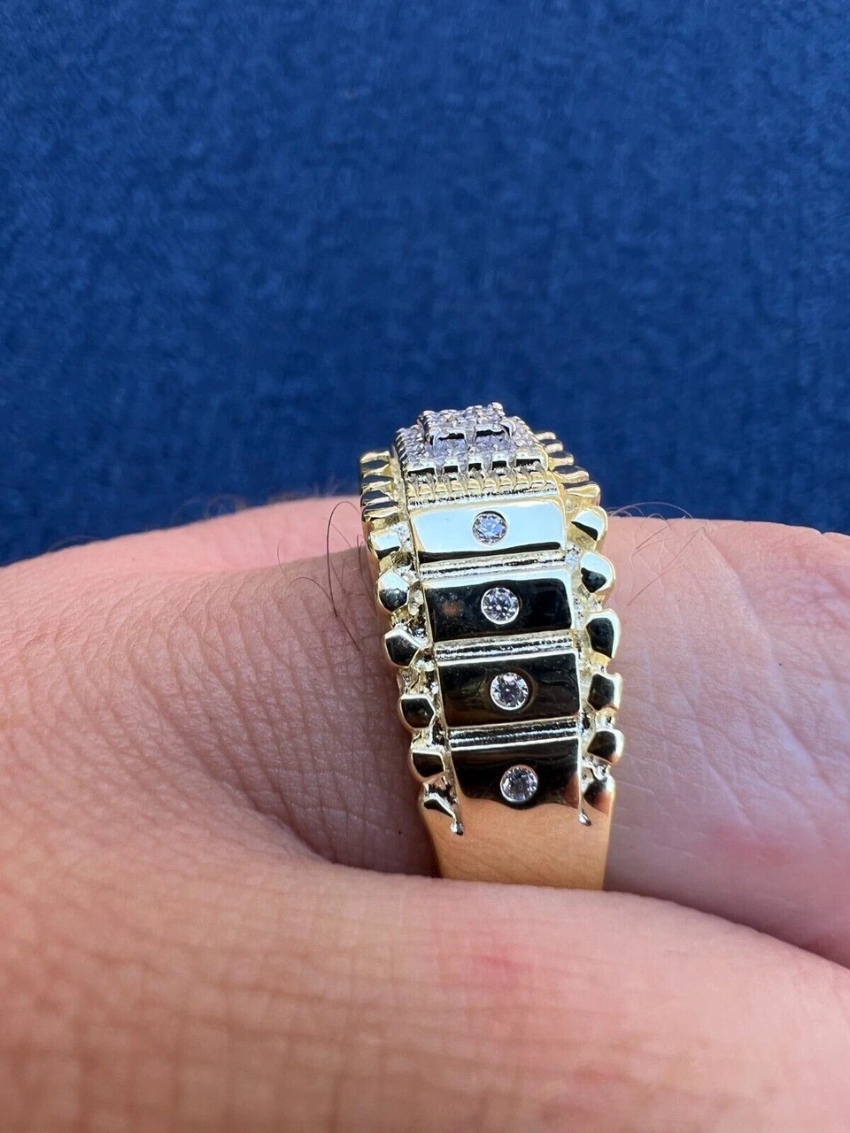 Mens MOISSANITE Nugget Square Ring Real 14k Gold Plated 925 Silver Iced Pinky 13 Mens MOISSANITE Nugget Square Ring Real 14k Gold Plated 925 Silver Iced Pinky - Image 11