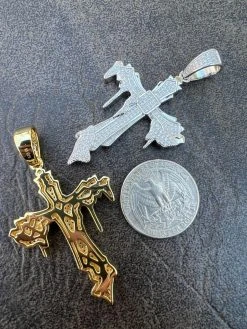 Mens MOISSANITE Real 925 Silver Gold Plated Dripping Cross Iced Pendant Necklace 29 Mens MOISSANITE Real 925 Silver Gold Plated Dripping Cross Iced Pendant Necklace -Harlem Bling Shop harlembling mens moissanite real 925 silver gold plated dripping cross iced pendant necklace 49285.1670514699