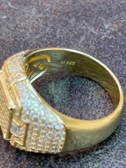 Mens MOISSANITE Ring Real 14k Gold Vermeil 925 Hip Hop Iced Pass Diamond Tester -Harlem Bling Shop harlembling mens moissanite ring real 14k gold vermeil 925 hip hop iced pass diamond tester 06094.1664358650
