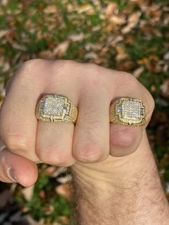 Mens MOISSANITE Ring Real 14k Gold Vermeil 925 Hip Hop Iced Pass Diamond Tester -Harlem Bling Shop harlembling mens moissanite ring real 14k gold vermeil 925 hip hop iced pass diamond tester 81935.1664362435