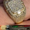 Mens MOISSANITE Ring Real 14k Gold Vermeil 925 Hip Hop Iced Pass Diamond Tester