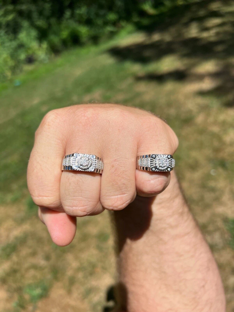 Mens Moissanite Ring Real 925 Silver Iced Hip Hop Star Burst Diamond Cut Sz 6-13 7 Mens Moissanite Ring Real 925 Silver Iced Hip Hop Star Burst Diamond Cut Sz 6-13 - Image 5