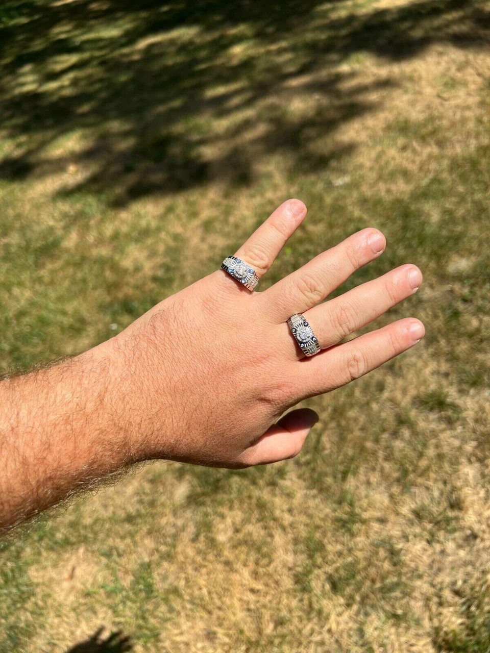 Mens Moissanite Ring Real 925 Silver Iced Hip Hop Star Burst Diamond Cut Sz 6-13 6 Mens Moissanite Ring Real 925 Silver Iced Hip Hop Star Burst Diamond Cut Sz 6-13 - Image 4