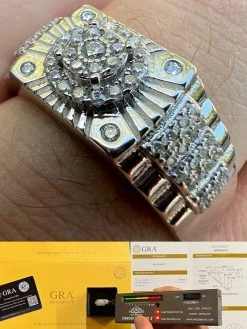 Mens Moissanite Ring Real 925 Silver Iced Hip Hop Star Burst Diamond Cut Sz 6-13