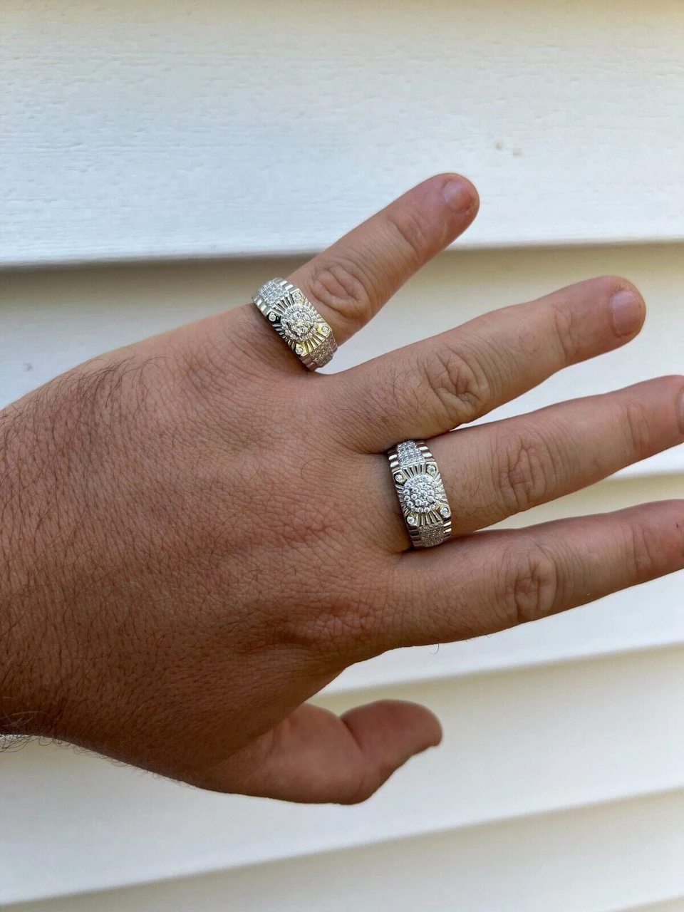 Mens Moissanite Ring Real 925 Silver Iced Hip Hop Star Burst Diamond Cut Sz 6-13 8 Mens Moissanite Ring Real 925 Silver Iced Hip Hop Star Burst Diamond Cut Sz 6-13 - Image 6