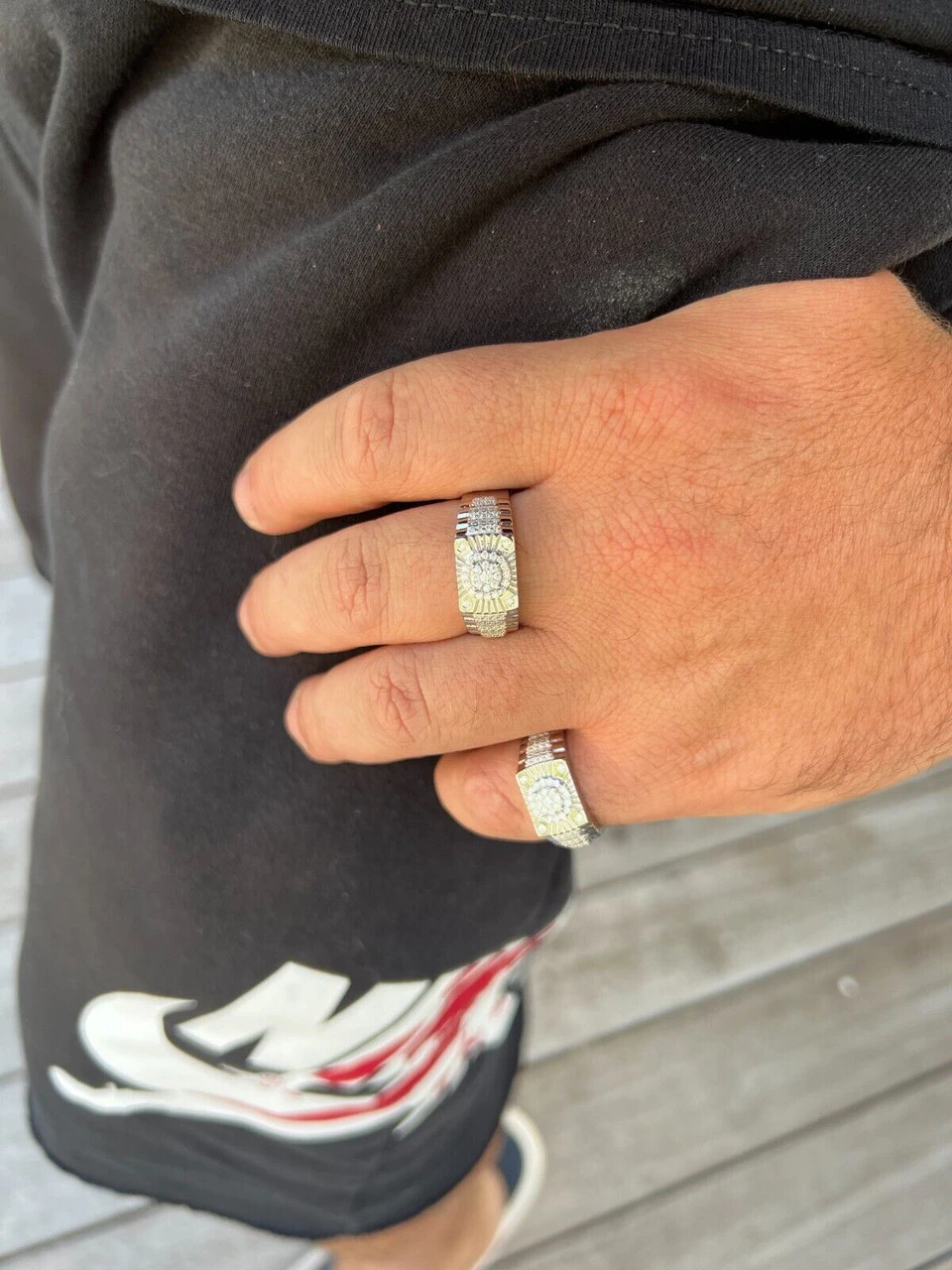 Mens Moissanite Ring Real 925 Silver Iced Hip Hop Star Burst Diamond Cut Sz 6-13 9 Mens Moissanite Ring Real 925 Silver Iced Hip Hop Star Burst Diamond Cut Sz 6-13 - Image 7