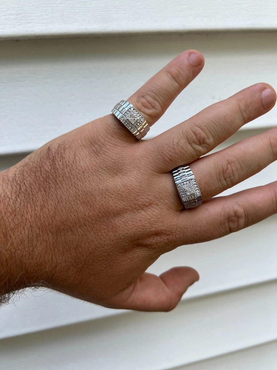 Mens MOISSANITE Ring Real 925 Silver Iced Square Jewelry Pinky Pass Diamond Test 6 Mens MOISSANITE Ring Real 925 Silver Iced Square Jewelry Pinky Pass Diamond Test - Image 4