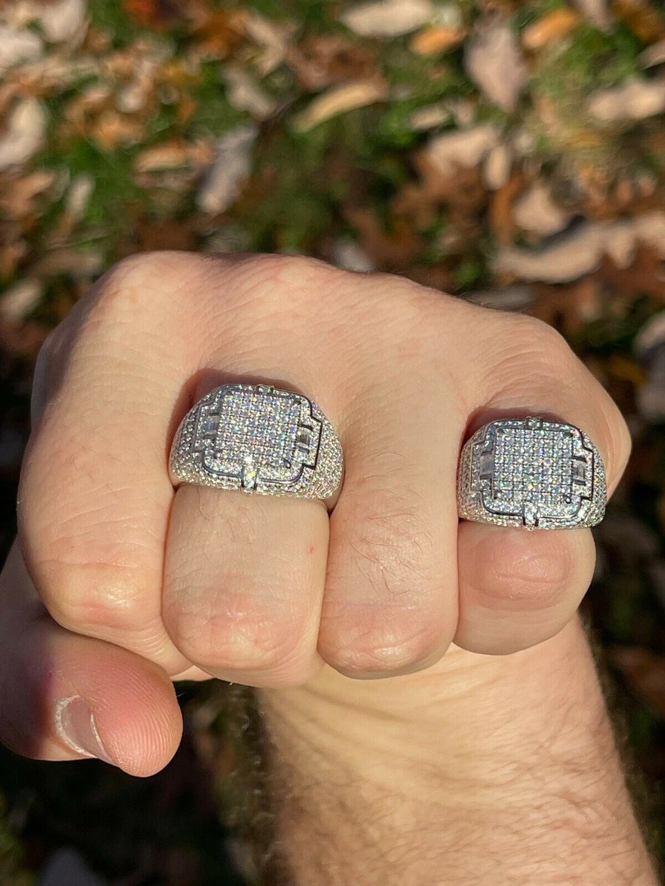 Mens MOISSANITE Ring Real Solid 925 Silver Hip Hop Iced Pass Diamond Test Pinky 5 Mens MOISSANITE Ring Real Solid 925 Silver Hip Hop Iced Pass Diamond Test Pinky - Image 3