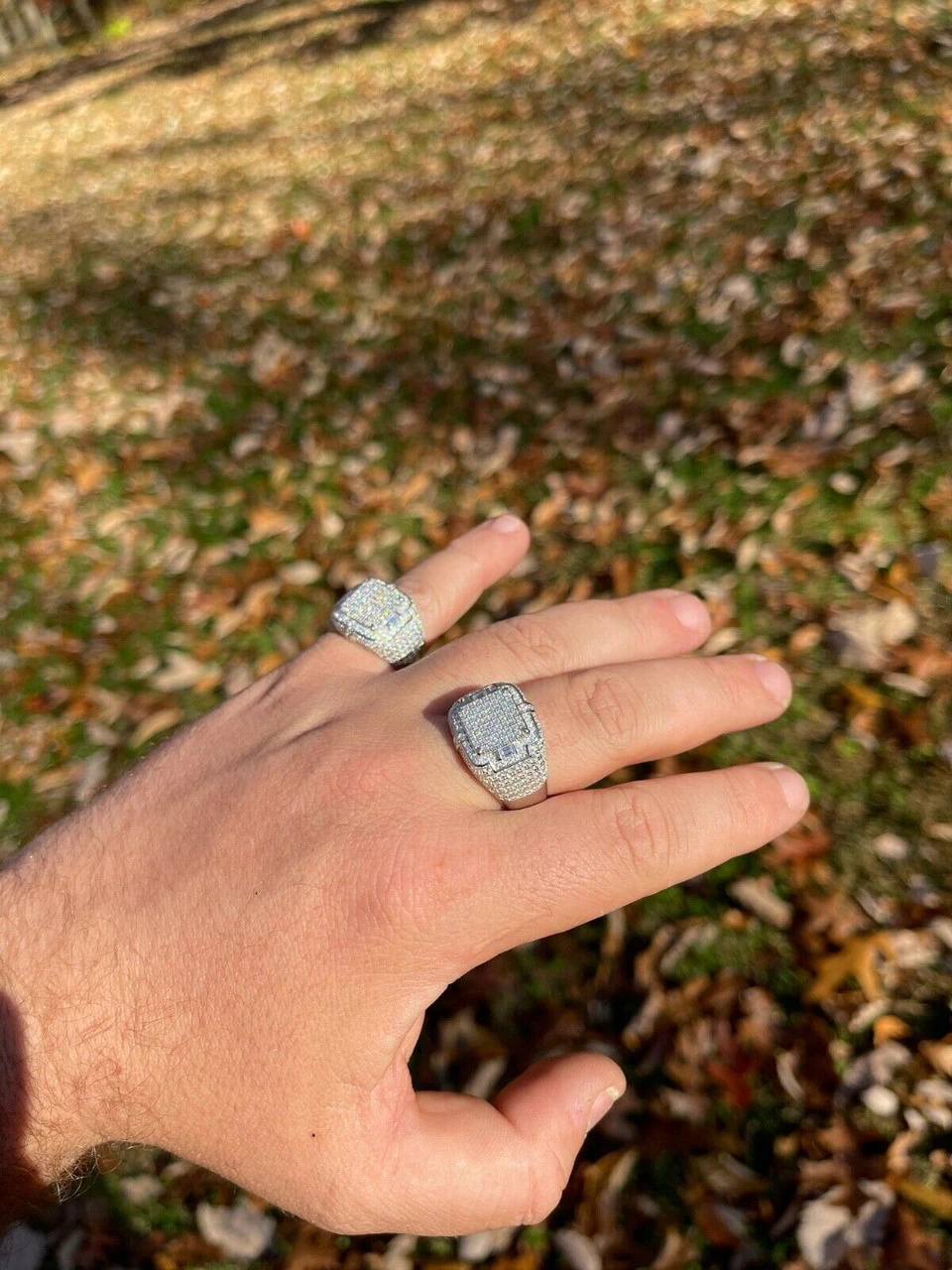 Mens MOISSANITE Ring Real Solid 925 Silver Hip Hop Iced Pass Diamond Test Pinky 6 Mens MOISSANITE Ring Real Solid 925 Silver Hip Hop Iced Pass Diamond Test Pinky - Image 4