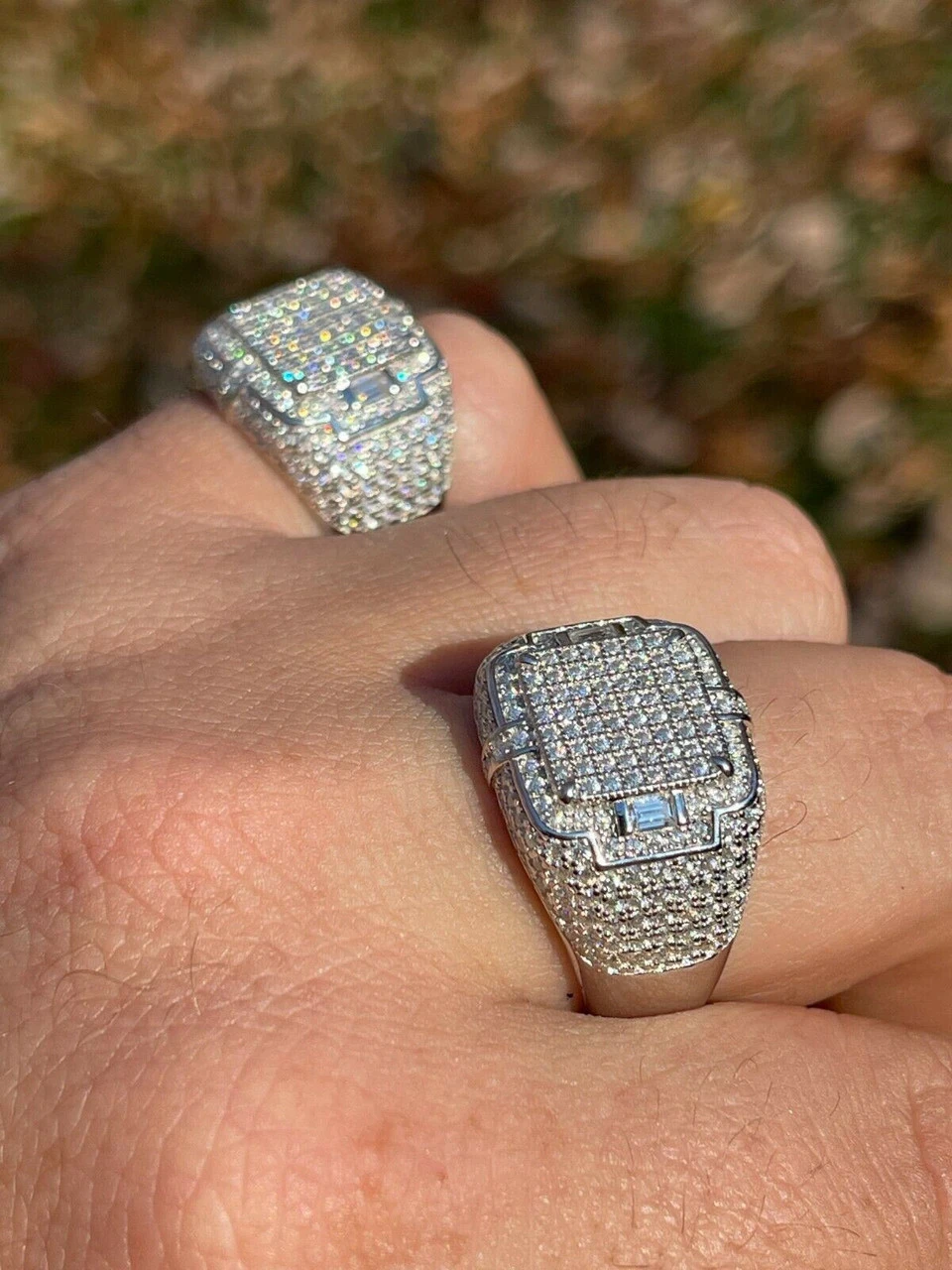 Mens MOISSANITE Ring Real Solid 925 Silver Hip Hop Iced Pass Diamond Test Pinky 4 Mens MOISSANITE Ring Real Solid 925 Silver Hip Hop Iced Pass Diamond Test Pinky - Image 2