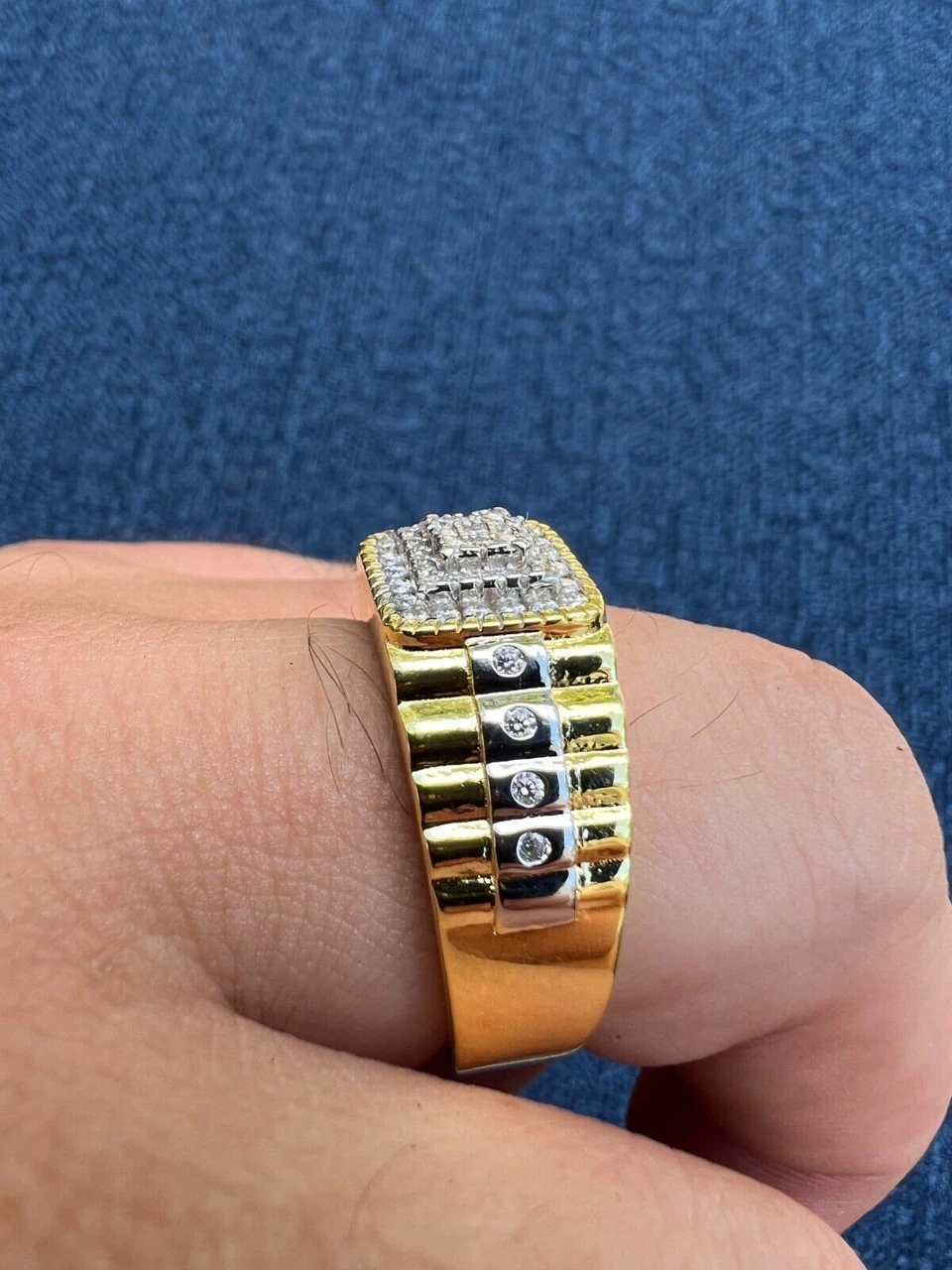 Mens MOISSANITE Ring14k Gold Plated Square Real 925 Silver Iced Pinky Hip Hop 8 Mens MOISSANITE Ring14k Gold Plated Square Real 925 Silver Iced Pinky Hip Hop - Image 6