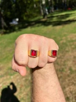 Mens Plain Real 14k Gold Plated 925 Silver Simulated Ruby Red Gem Stone Ring CZ 22 Mens Plain Real 14k Gold Plated 925 Silver Simulated Ruby Red Gem Stone Ring CZ -Harlem Bling Shop harlembling mens plain real 14k gold plated 925 silver simulated ruby red gem stone ring cz 48962.1666188686