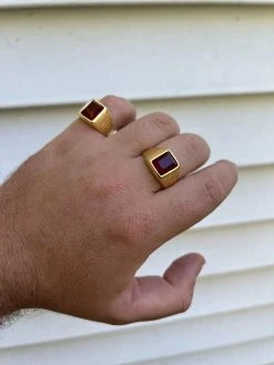 Mens Plain Real 14k Gold Plated 925 Silver Simulated Ruby Red Gem Stone Ring CZ 18 Mens Plain Real 14k Gold Plated 925 Silver Simulated Ruby Red Gem Stone Ring CZ -Harlem Bling Shop harlembling mens plain real 14k gold plated 925 silver simulated ruby red gem stone ring cz 70274.1666188605