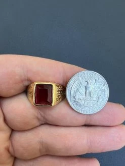 Mens Plain Real 14k Gold Plated 925 Silver Simulated Ruby Red Gem Stone Ring CZ 21 Mens Plain Real 14k Gold Plated 925 Silver Simulated Ruby Red Gem Stone Ring CZ -Harlem Bling Shop harlembling mens plain real 14k gold plated 925 silver simulated ruby red gem stone ring cz 79811.1666188611