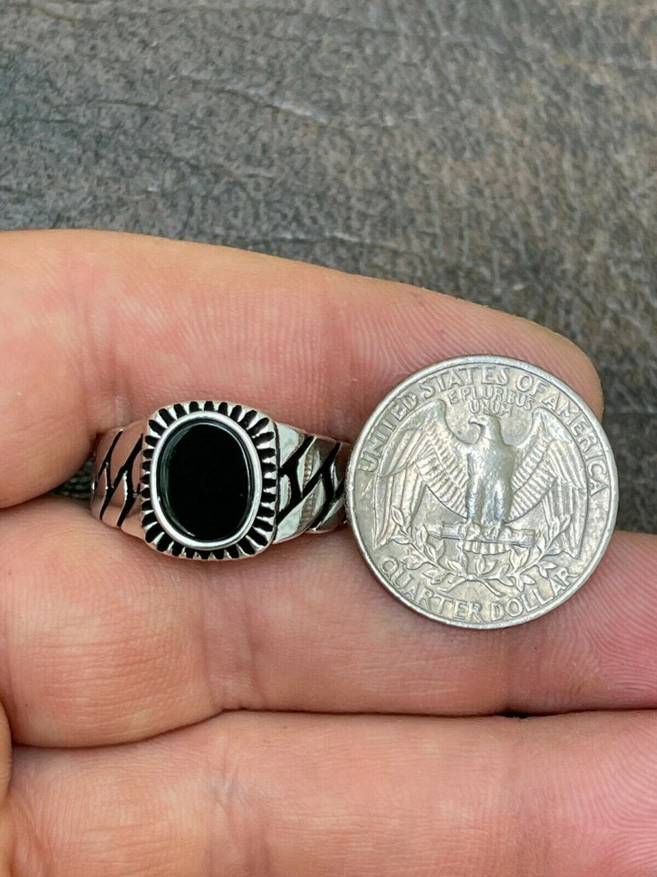 Mens Plain Real 925 Sterling Silver Black Onyx Stone Ring Miami Cuban Link Band 13 Mens Plain Real 925 Sterling Silver Black Onyx Stone Ring Miami Cuban Link Band - Image 11