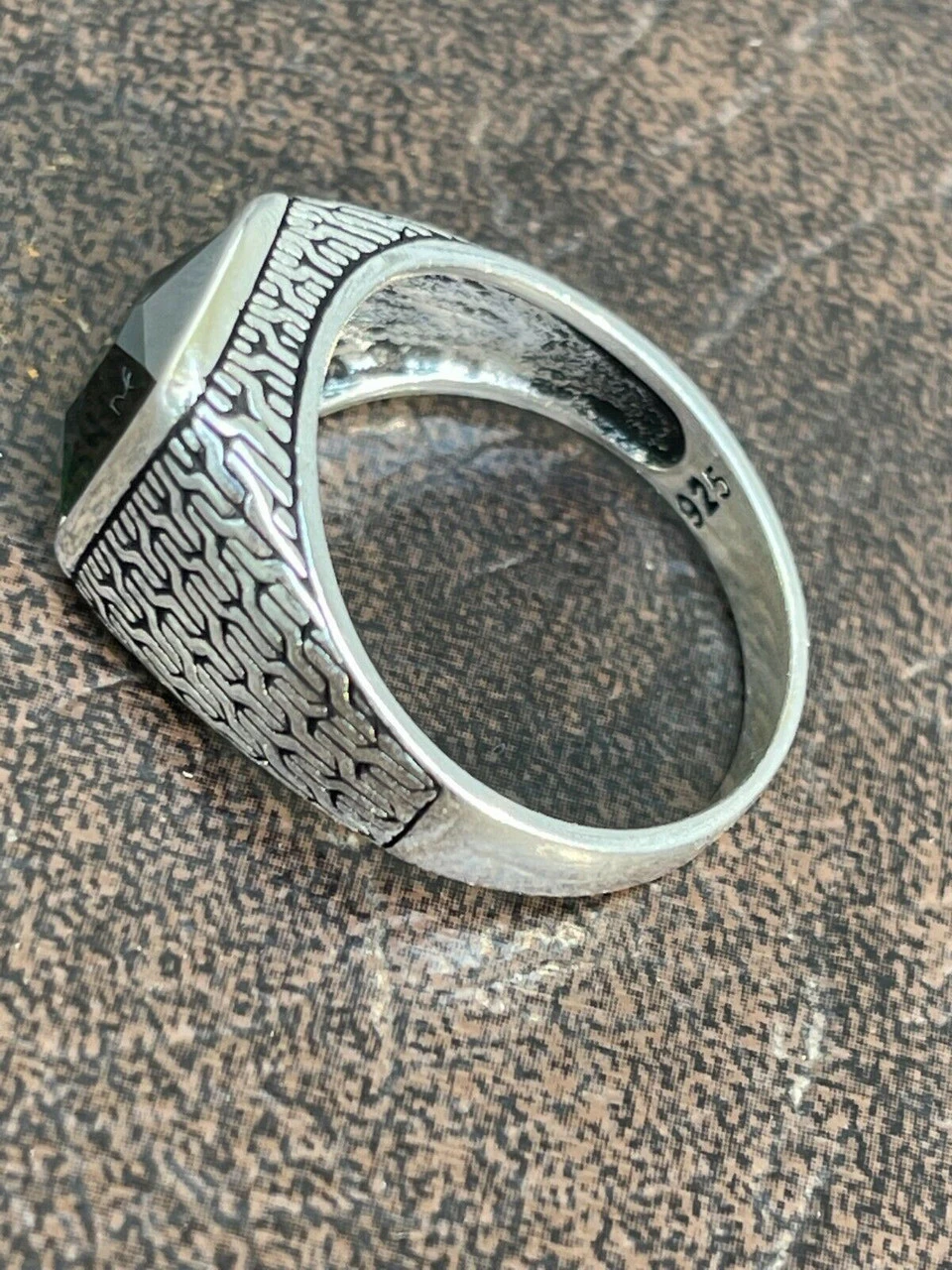 Mens Plain Real 925 Sterling Silver Green Emerald Stone Ring Size 7 8 9 10 11 12 10 Mens Plain Real 925 Sterling Silver Green Emerald Stone Ring Size 7 8 9 10 11 12 - Image 8